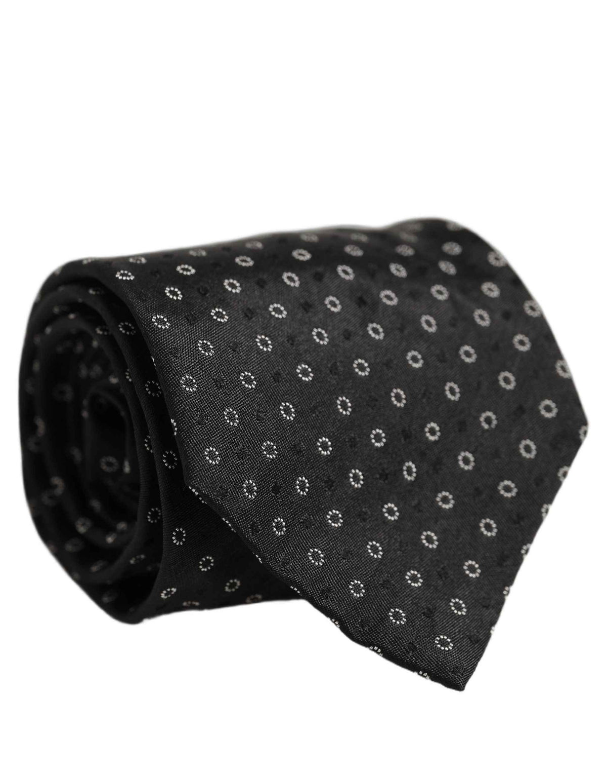 Dolce & Gabbana Black Geometric Circle Adjustable Necktie Accessory Tie