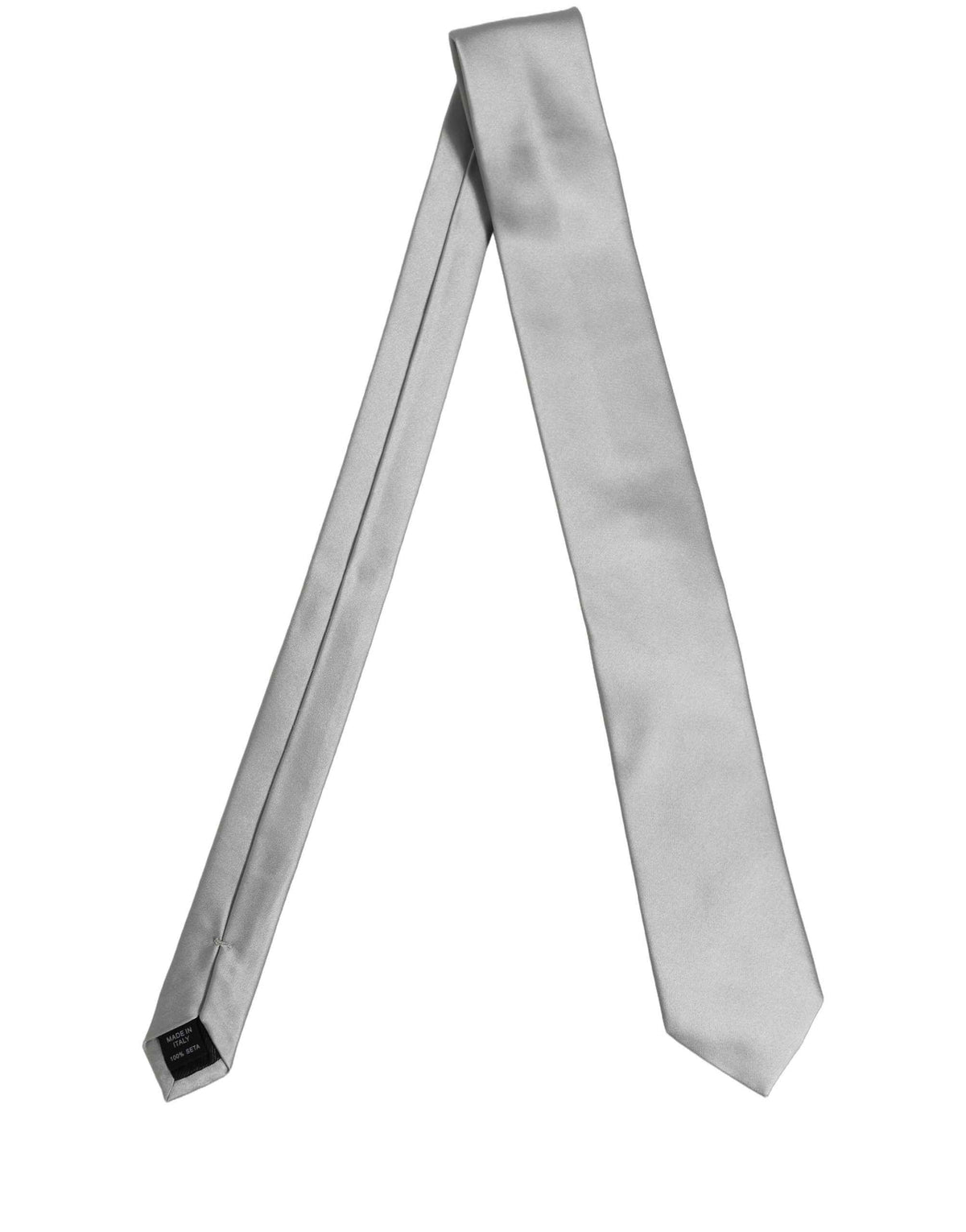 Dolce & Gabbana Gray Satin 100% Silk Adjustable Tied Men Necktie Tie
