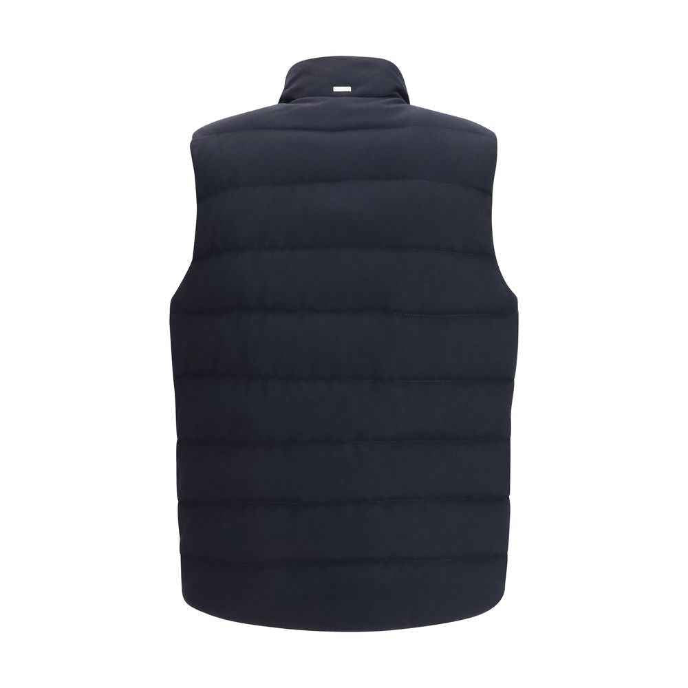 Herno Blue Wool Oves Aries Sleeveless Jacket