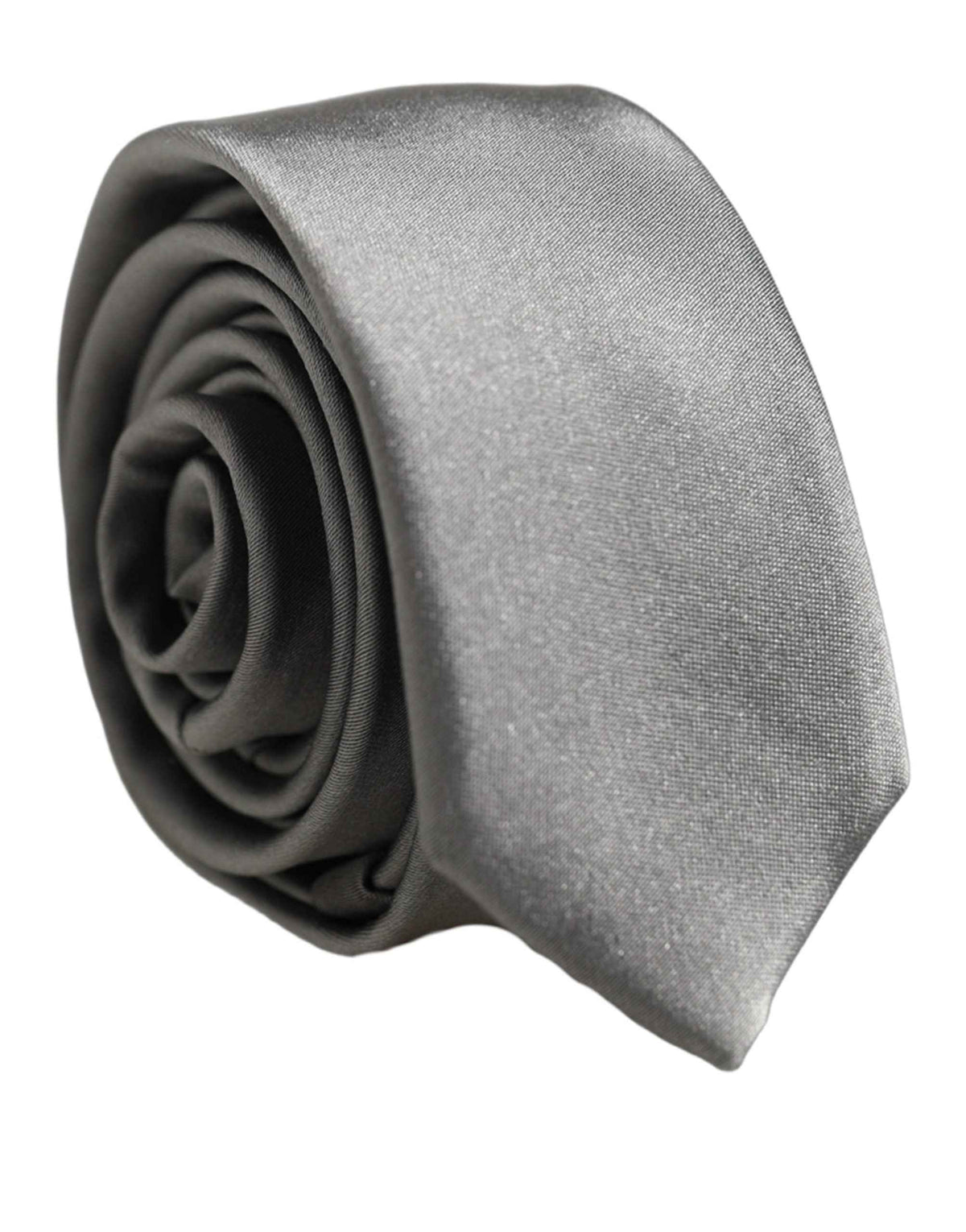 Dolce & Gabbana Gray Satin 100% Silk Adjustable Tied Men Necktie Tie