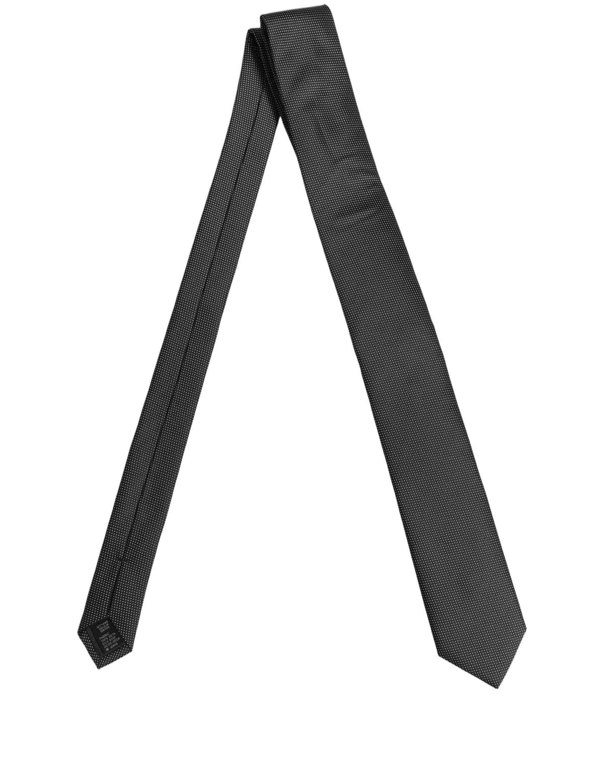 Dolce & Gabbana Black Silk Micro Polka Dot Adjustable Tied Necktie Tie