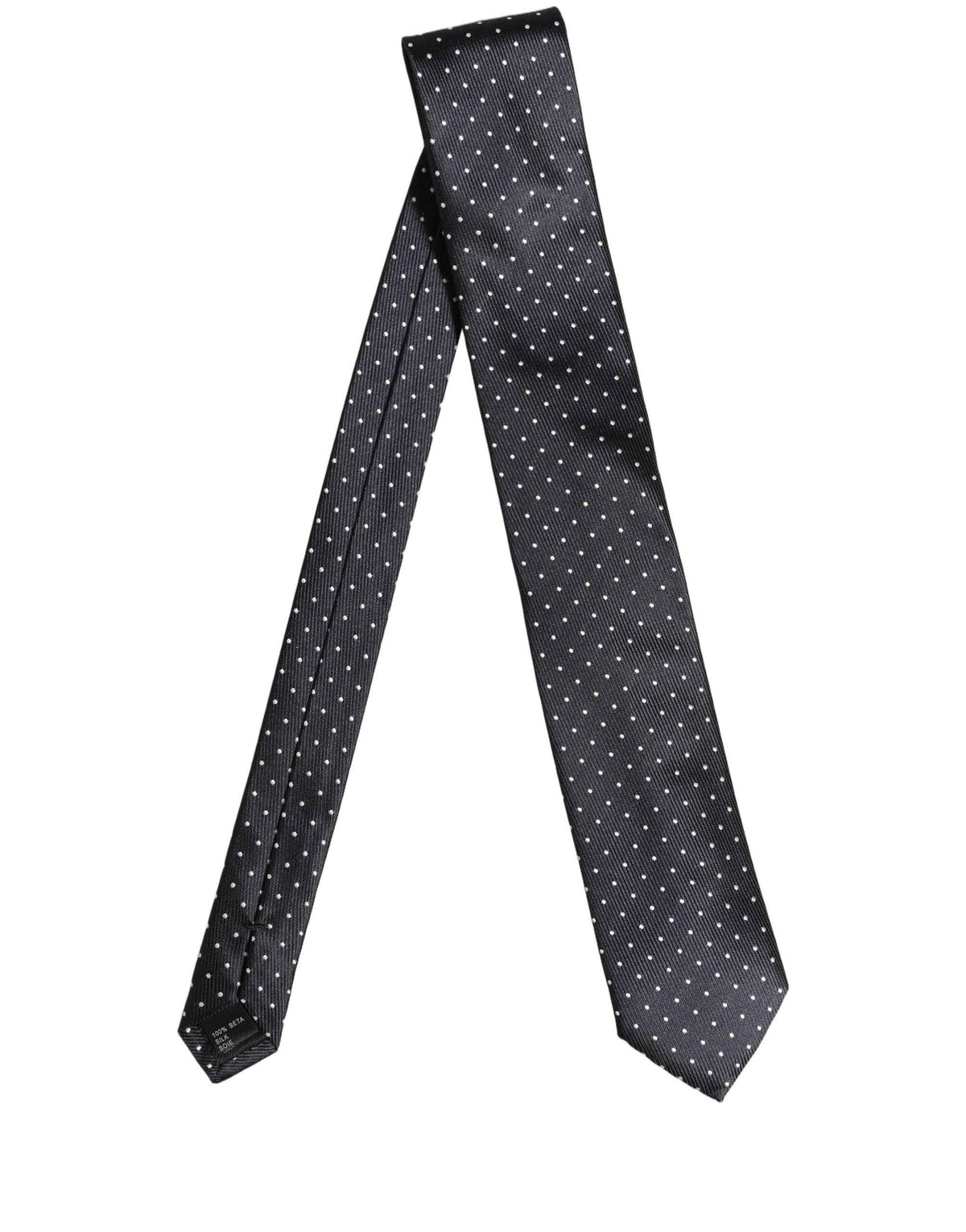 Dolce & Gabbana Dark Blue Polka Dot Silk Adjustable Necktie Accessory Tie