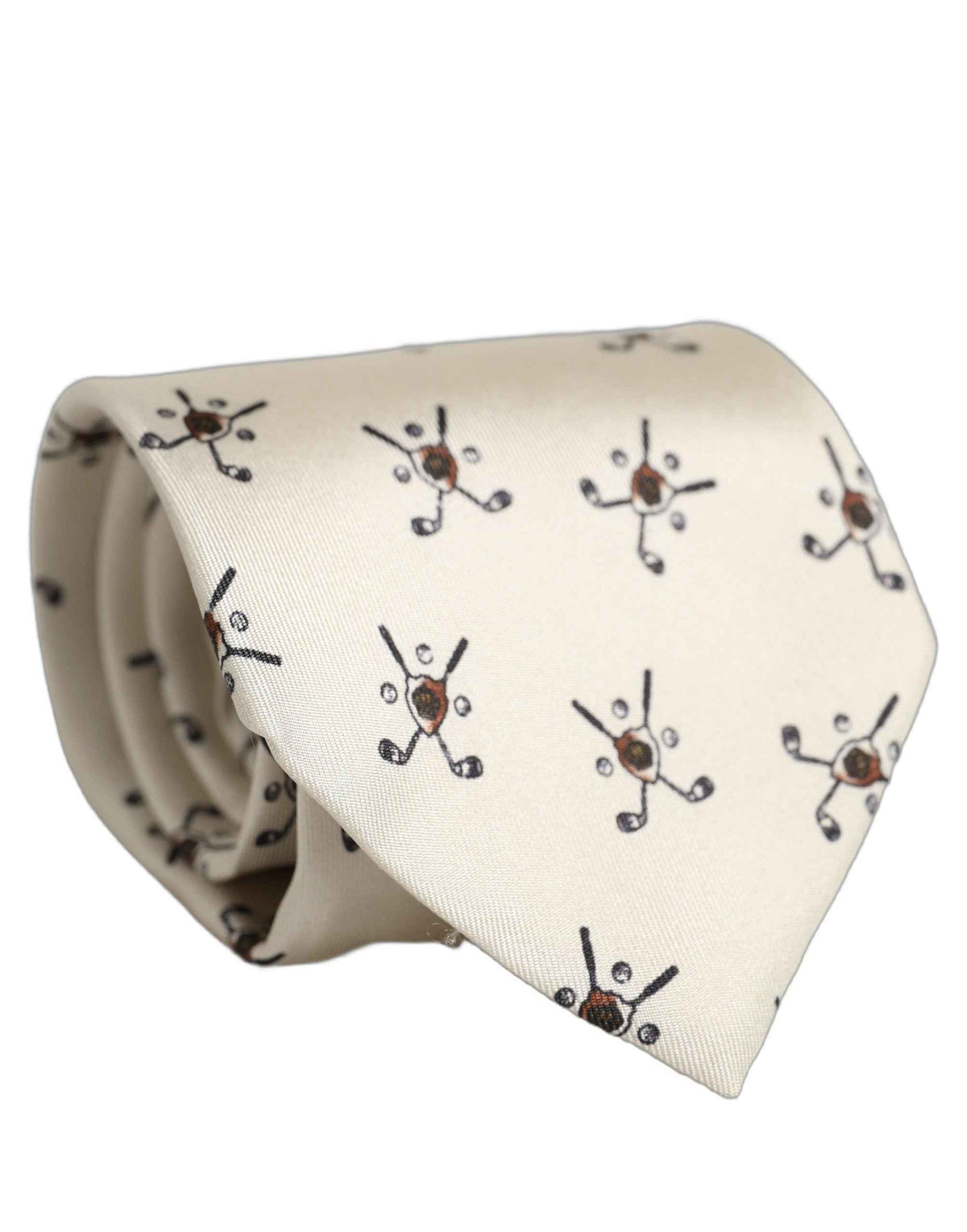 Dolce & Gabbana Off White Printed Silk Adjustable Necktie Accessory Tie