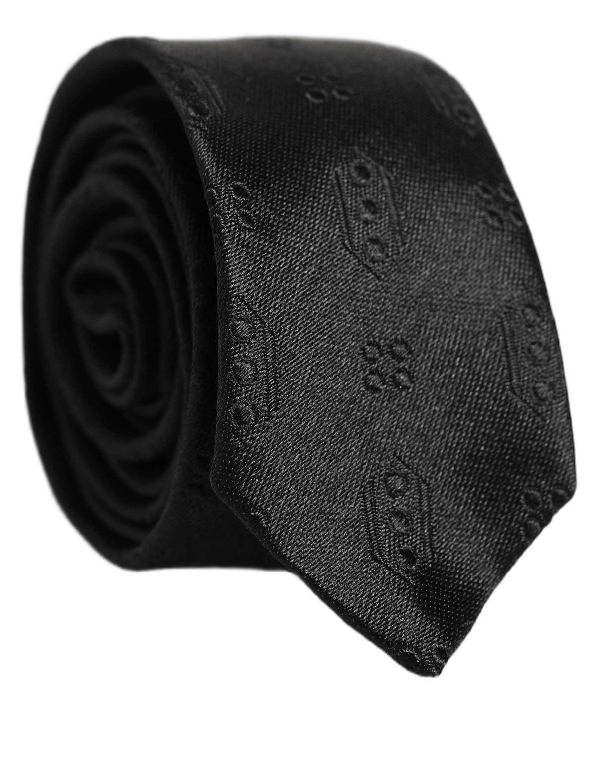 Dolce & Gabbana Black Silk Jacquard Adjustable Men Necktie Accessory Tie