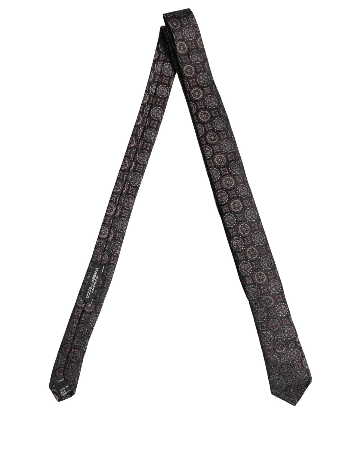 Dolce & Gabbana Dark Purple Geometric Adjustable Necktie Accessory Tie