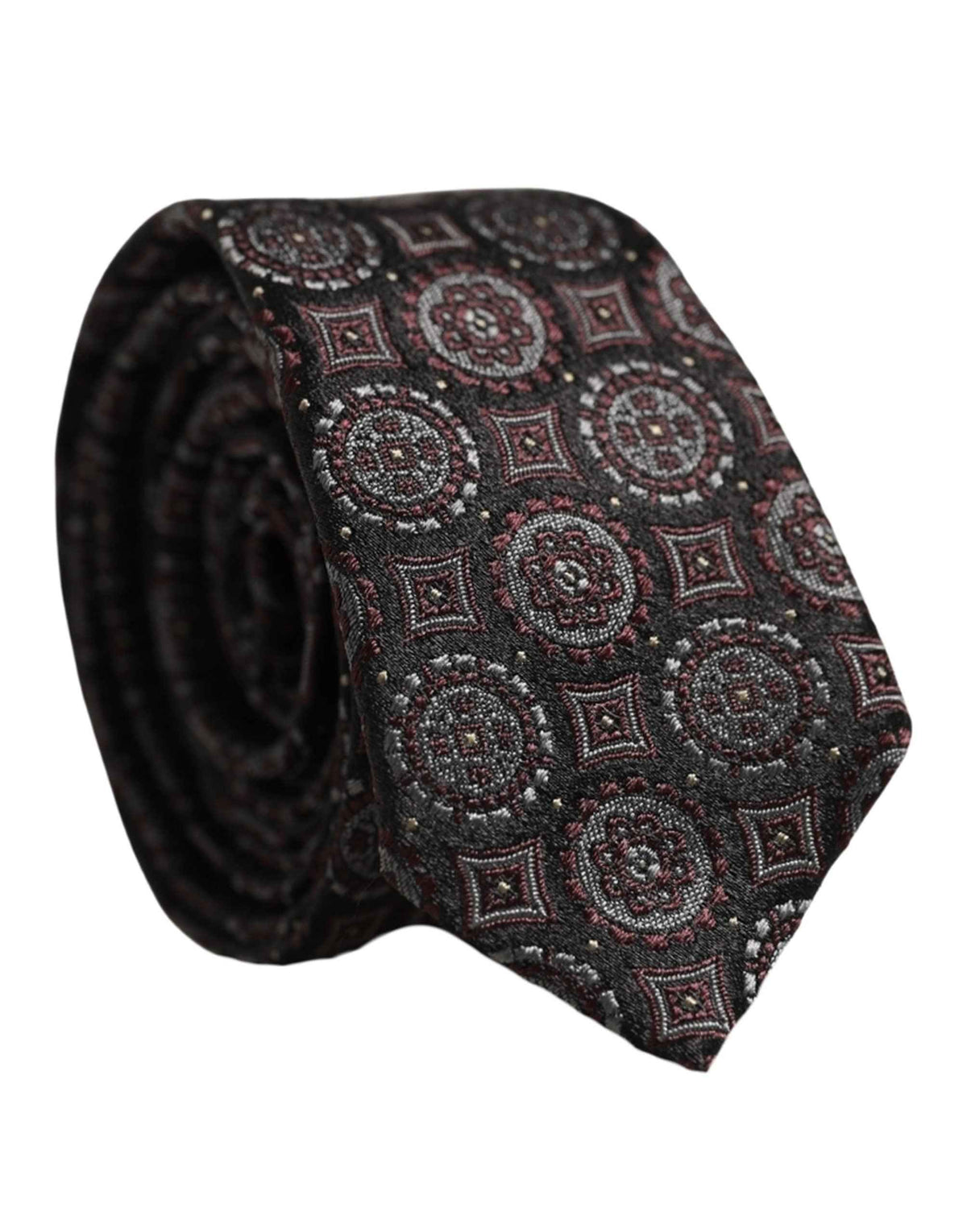 Dolce & Gabbana Dark Purple Geometric Adjustable Necktie Accessory Tie