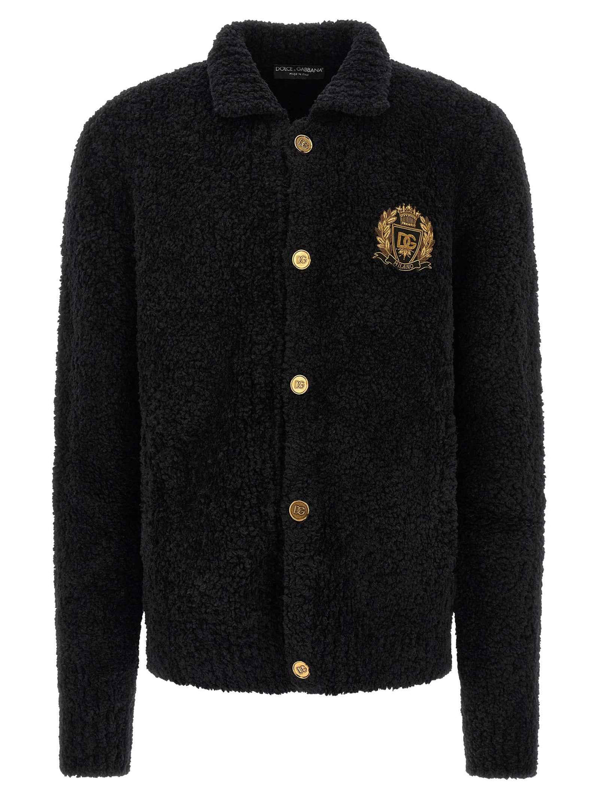 Dolce & Gabbana Black Alpaca Leather Cardigan