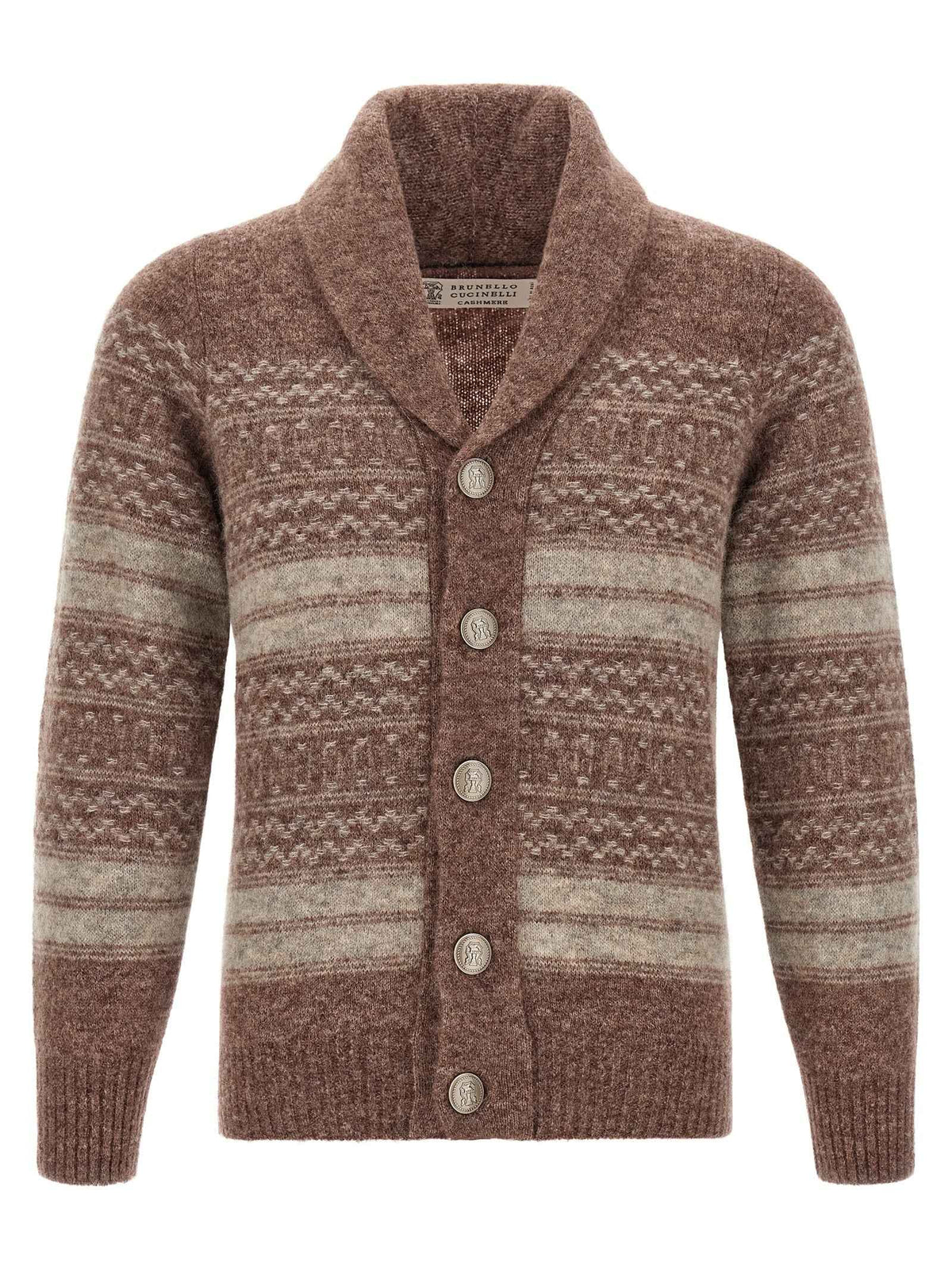 Brunello Cucinelli Brown Alpaca Leather Cardigan