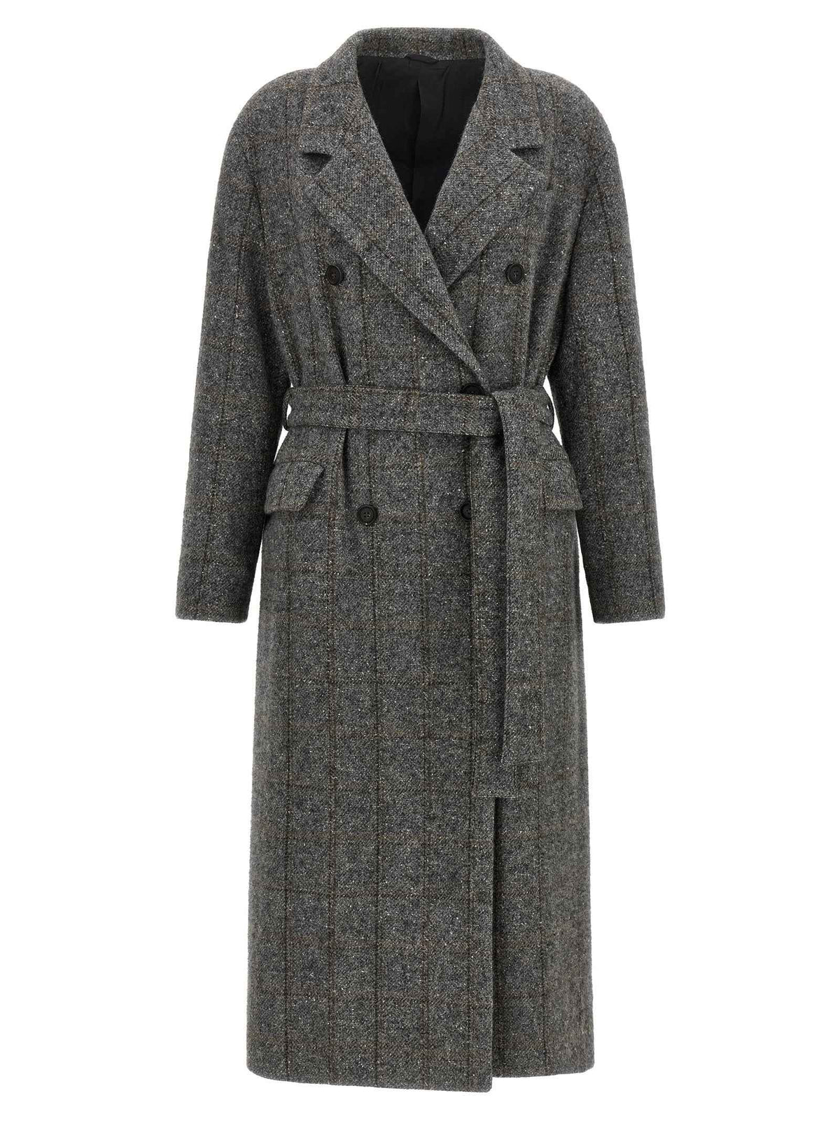 Brunello Cucinelli Gray Alpaca Leather Coat