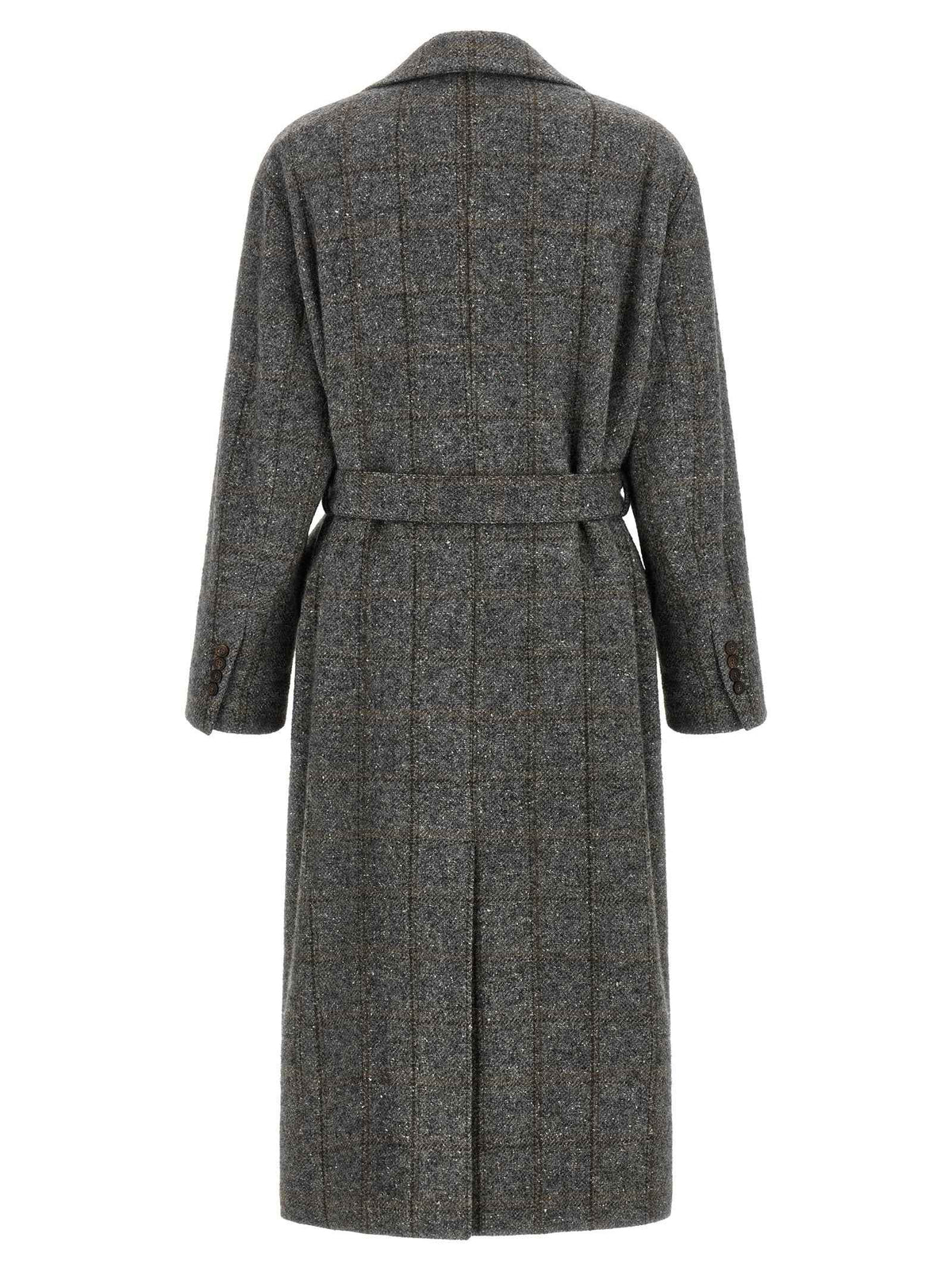 Brunello Cucinelli Gray Alpaca Leather Coat