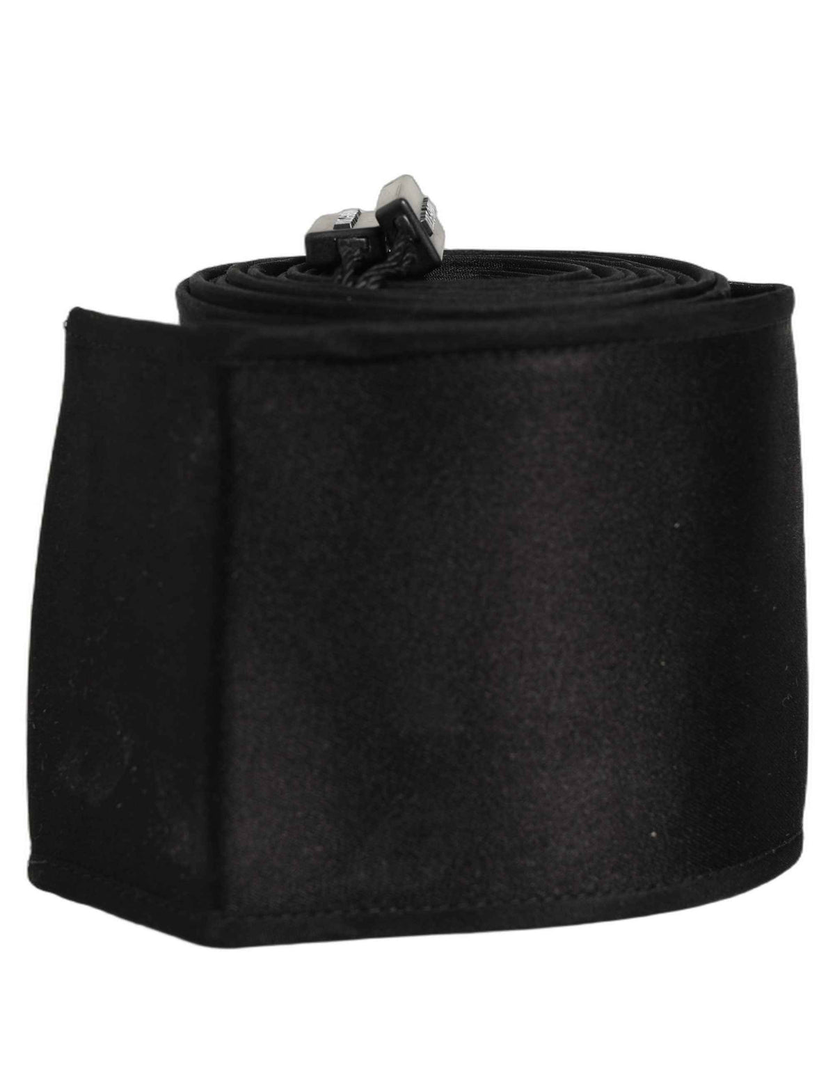Dolce & Gabbana Black Satin Silk Wide Band Waist Cintura Belt