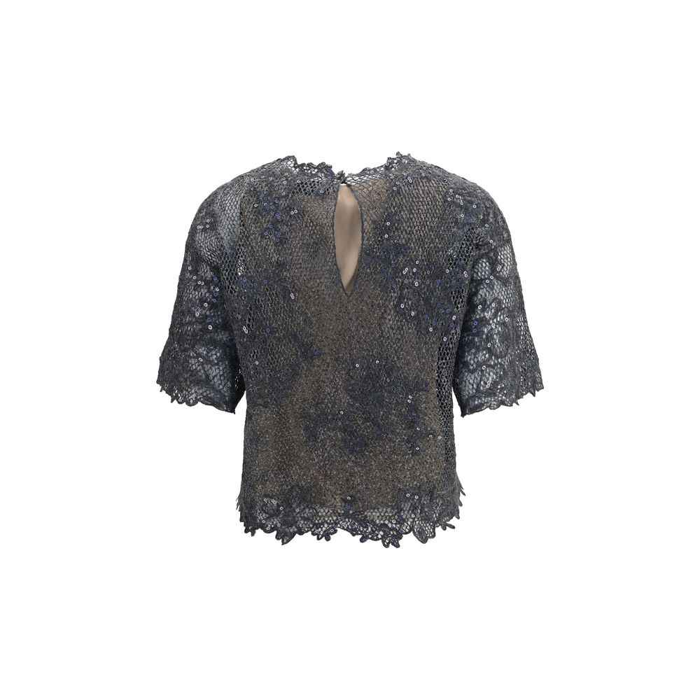 Brunello Cucinelli Gray Mohair Pattern Shirt