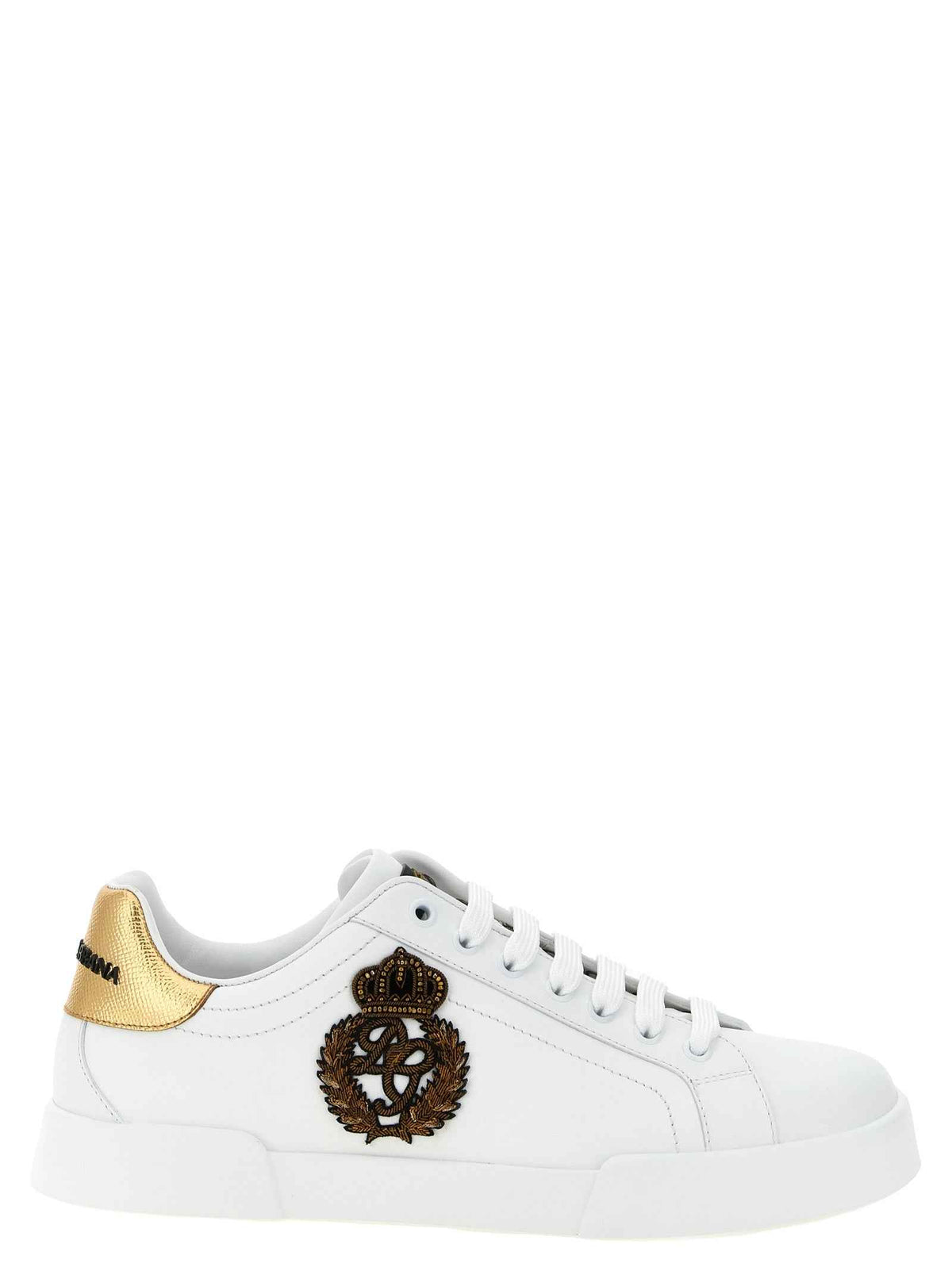 Dolce & Gabbana Gold Calfskin Low Top Sneakers