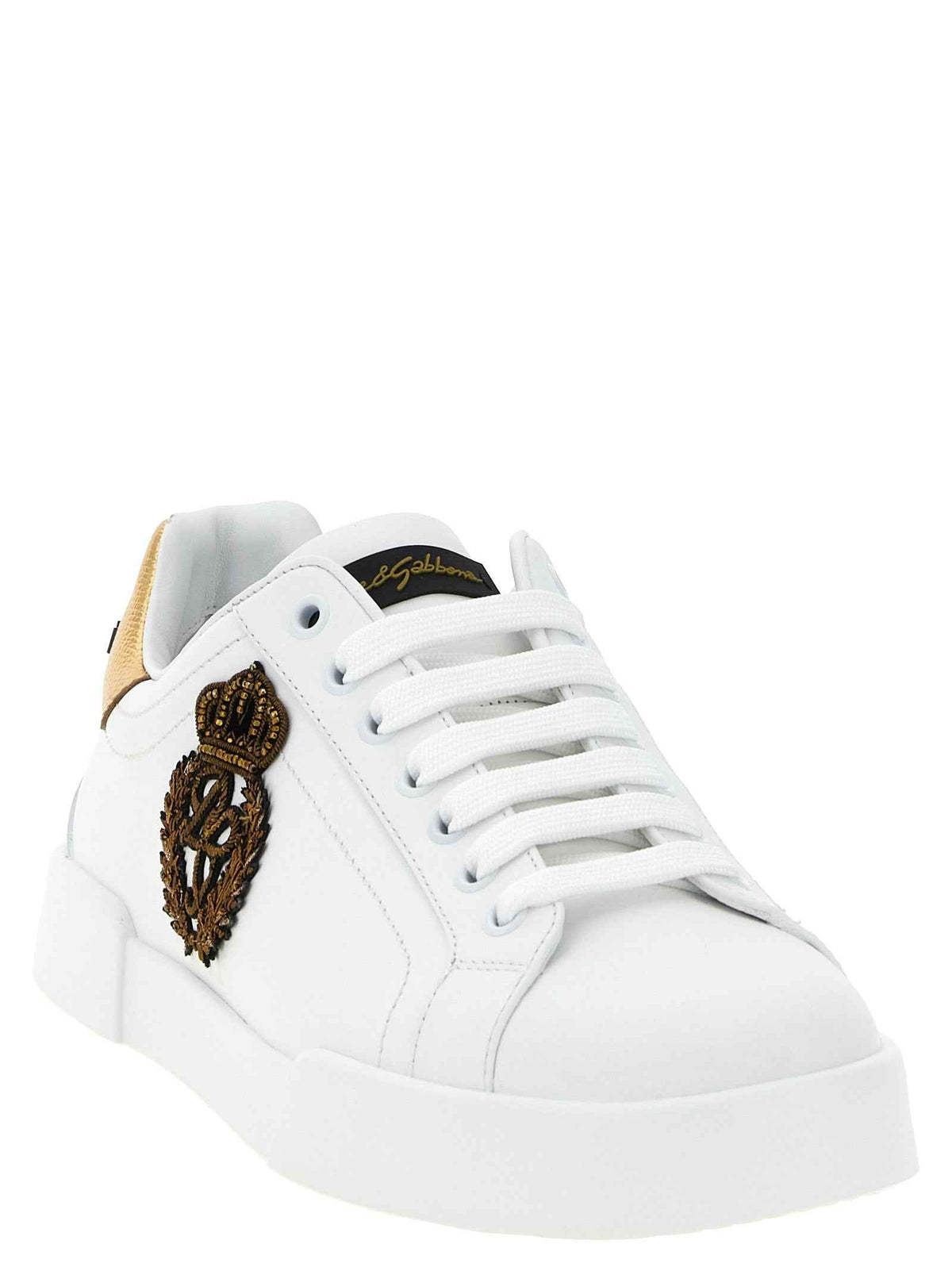 Dolce & Gabbana Gold Calfskin Low Top Sneakers