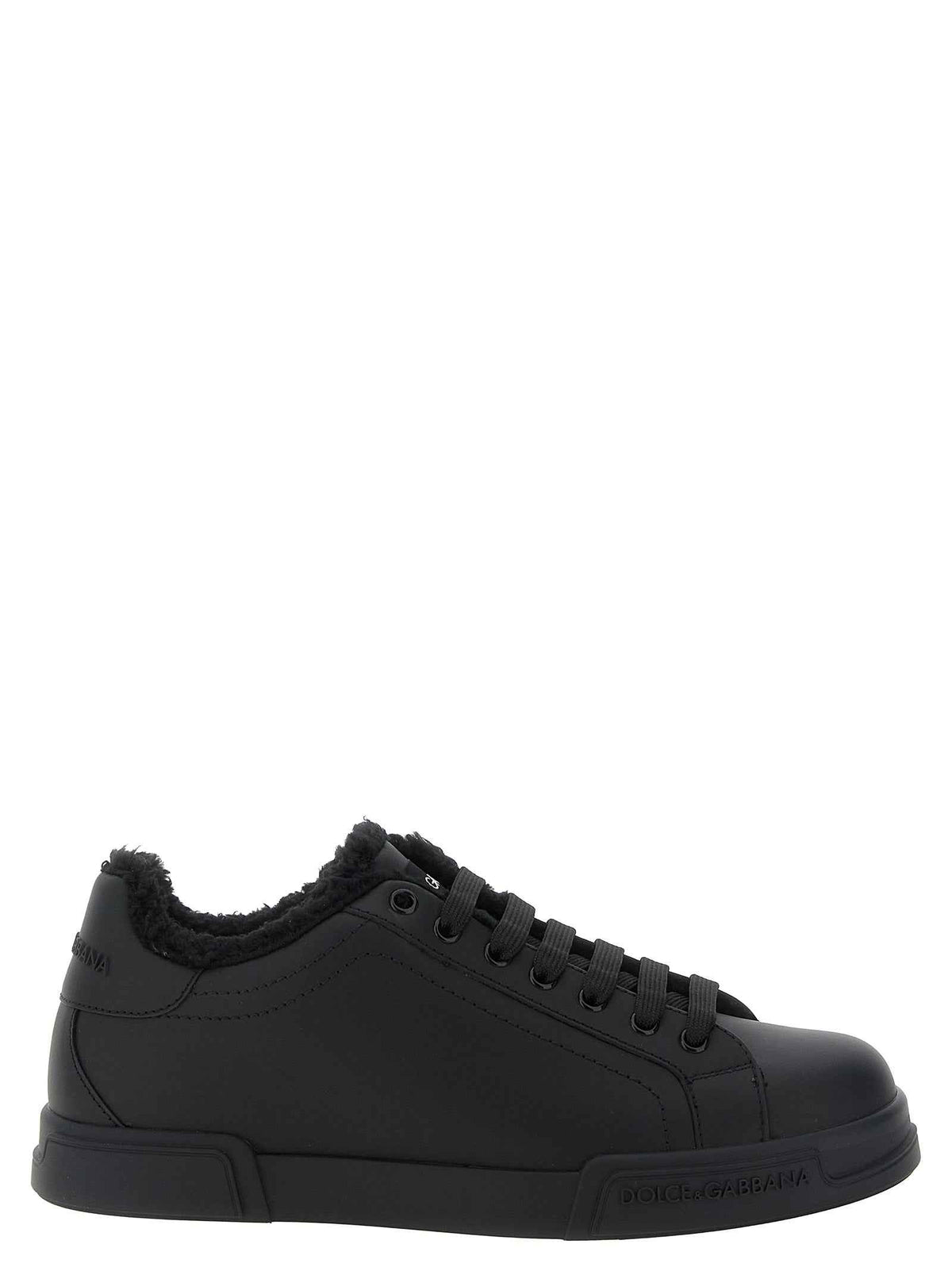 Dolce & Gabbana Black Calfskin Low Top Sneakers
