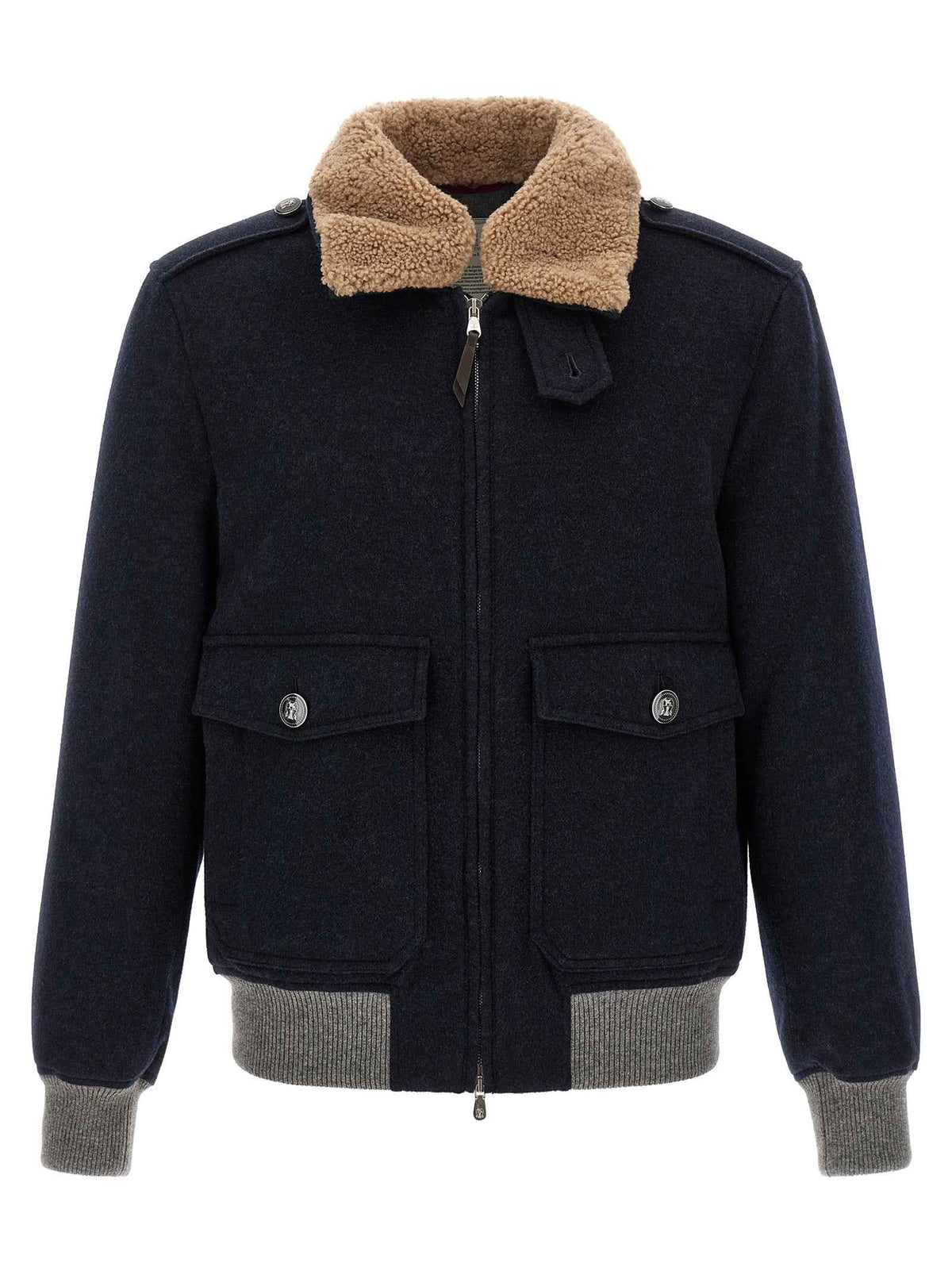Brunello Cucinelli Blue Cashmere Bomber