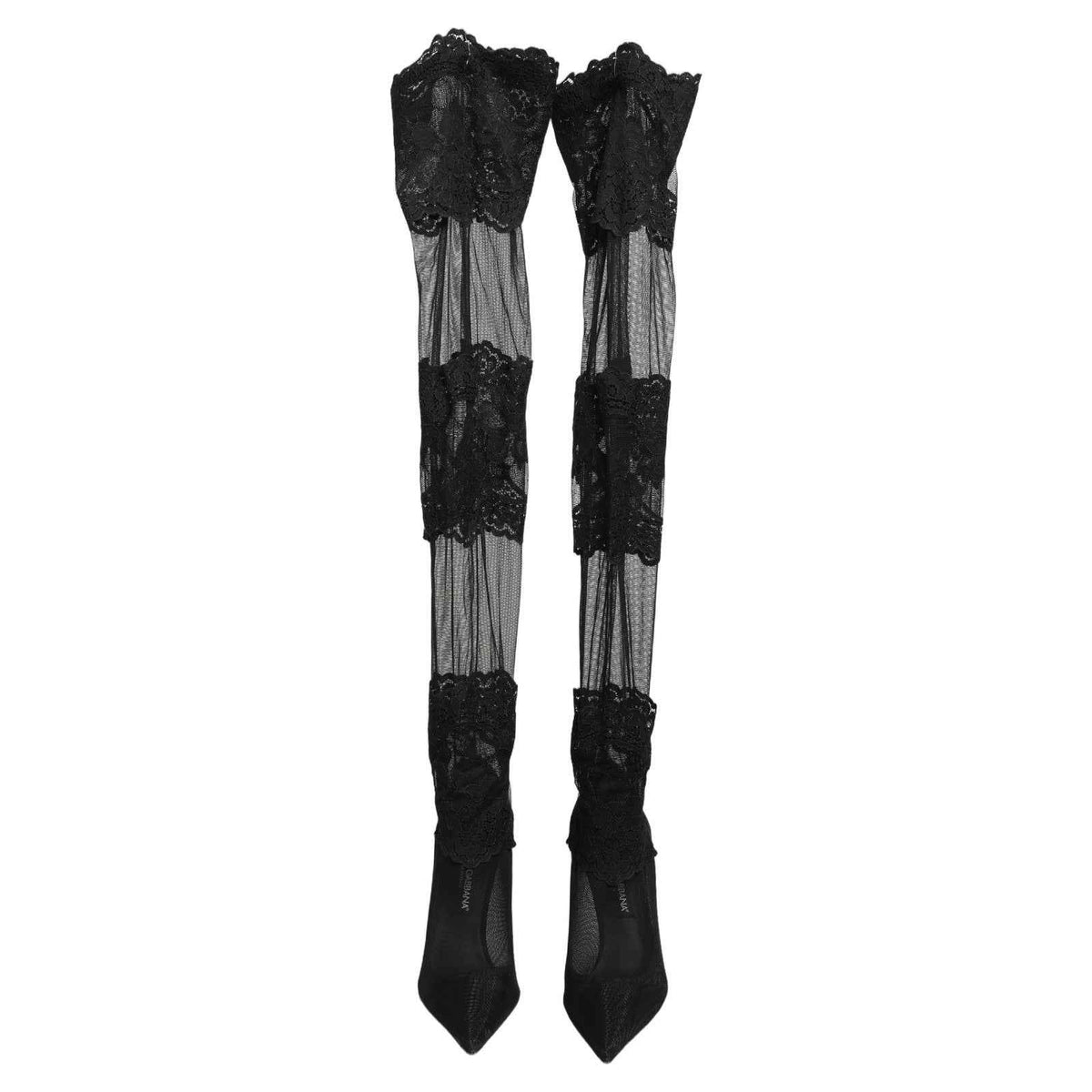 Dolce & Gabbana Black Over The Knee Sock Pumps Boots Shoes