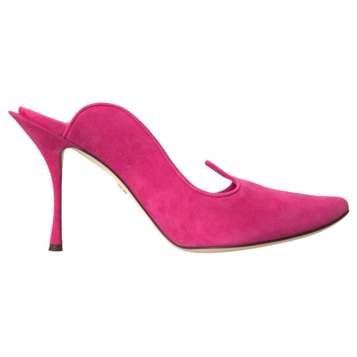 Dolce & Gabbana Fuchsia Suede Leather Mules Sandals Shoes