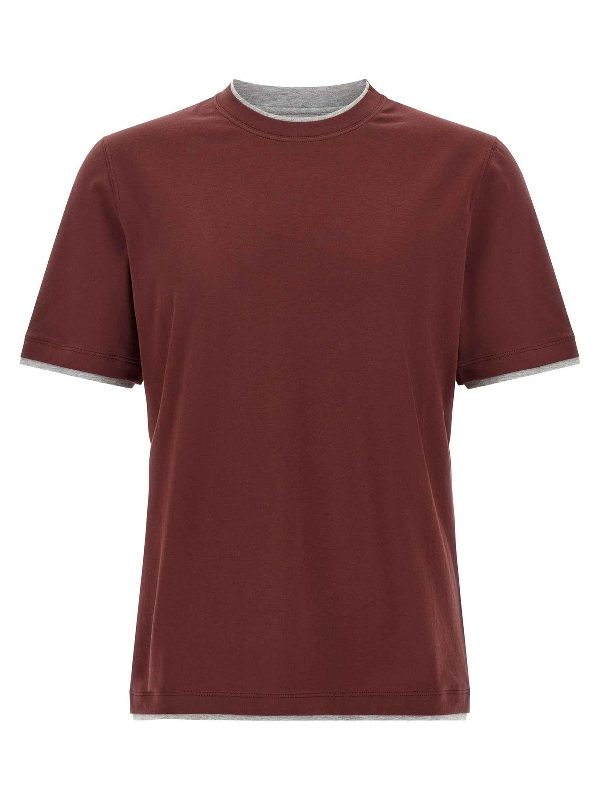 Brunello Cucinelli Bordeaux Cotton T-Shirt