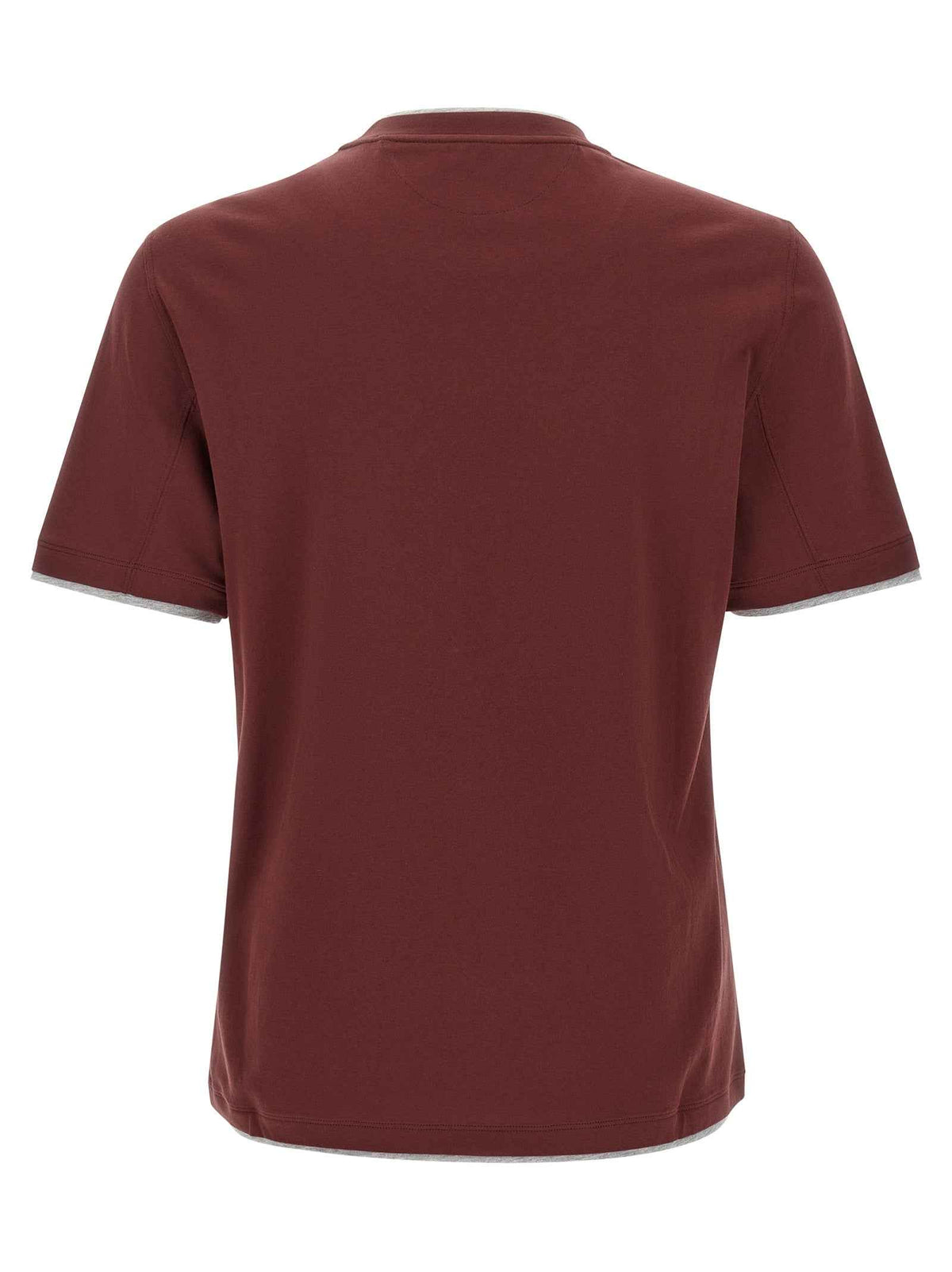 Brunello Cucinelli Bordeaux Cotton T-Shirt