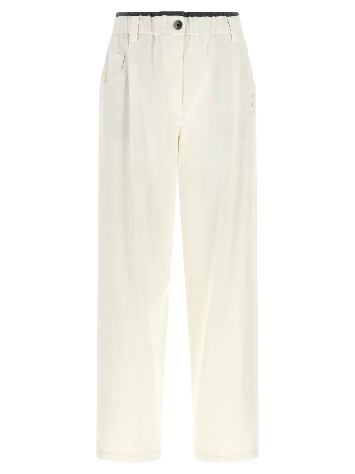 Brunello Cucinelli White Cotton Casual Pants