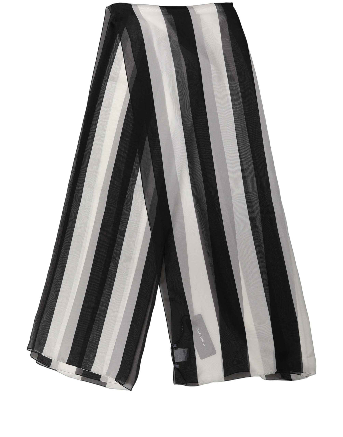 Dolce & Gabbana Black White Stripe Silk Shawl Stole Scarf