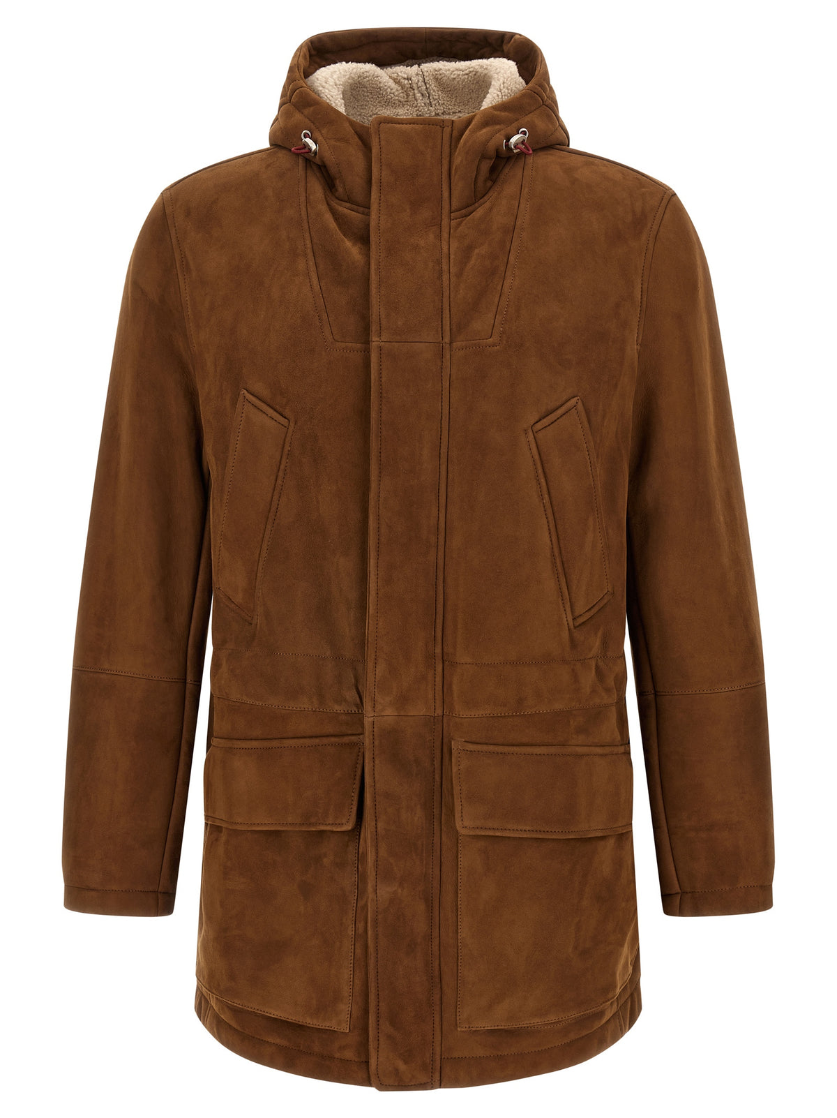 Brunello Cucinelli Brown Lamb Leather Leather Jacket