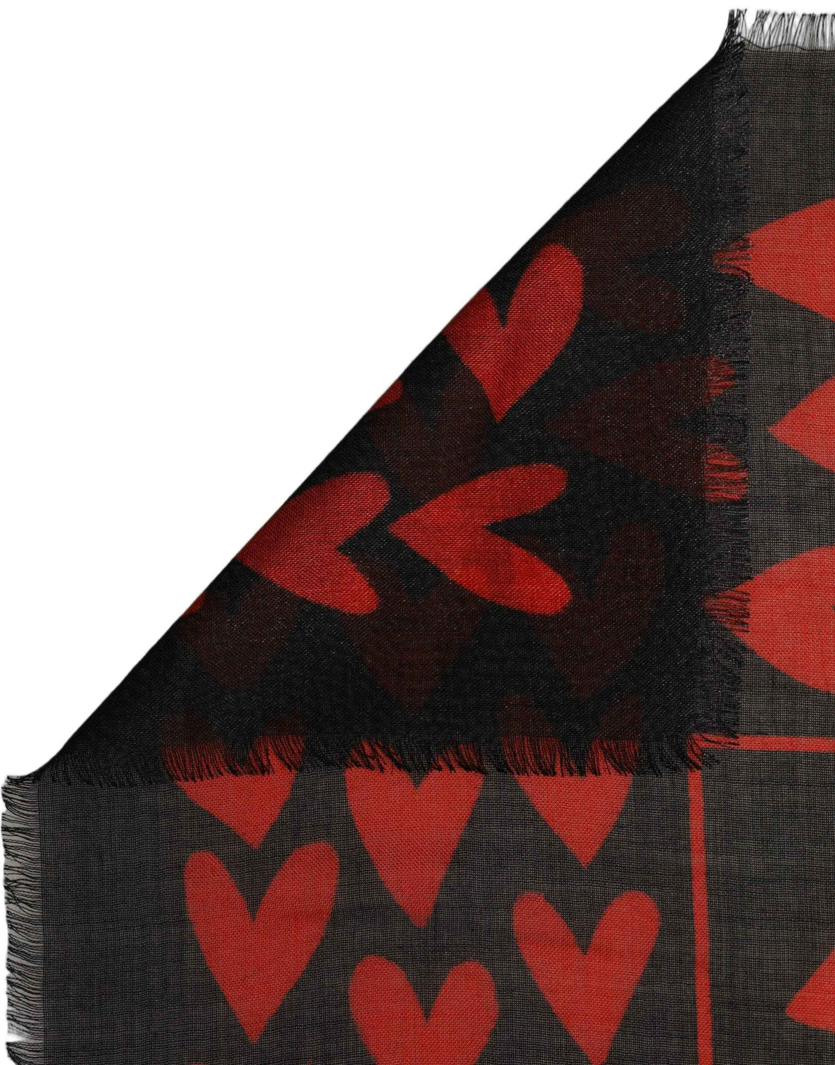 Dolce & Gabbana Black Red Cashmere Hearts Print Stole Scarf