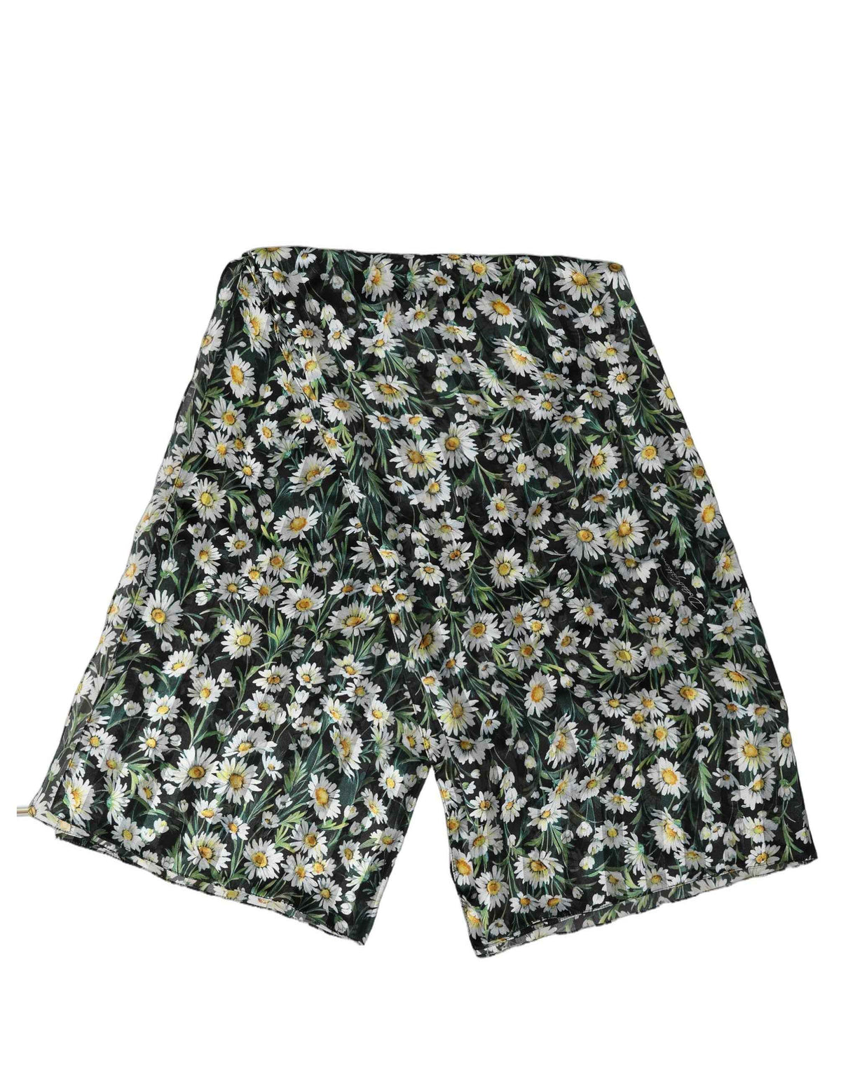 Dolce & Gabbana Black Floral Daisy Square Foulard Scarf