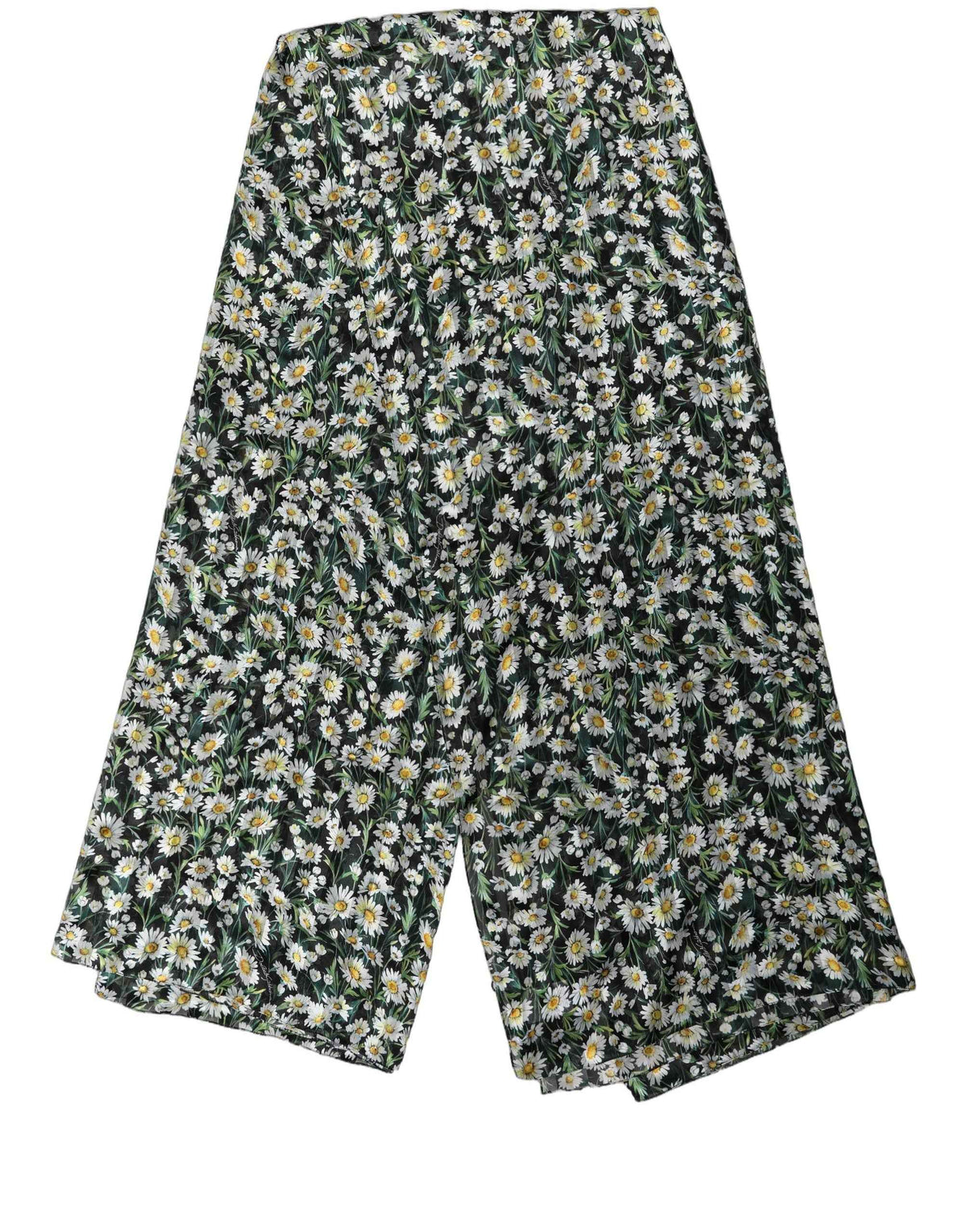 Dolce & Gabbana Black Silk Daisy Chiffon Long Stole Scarf