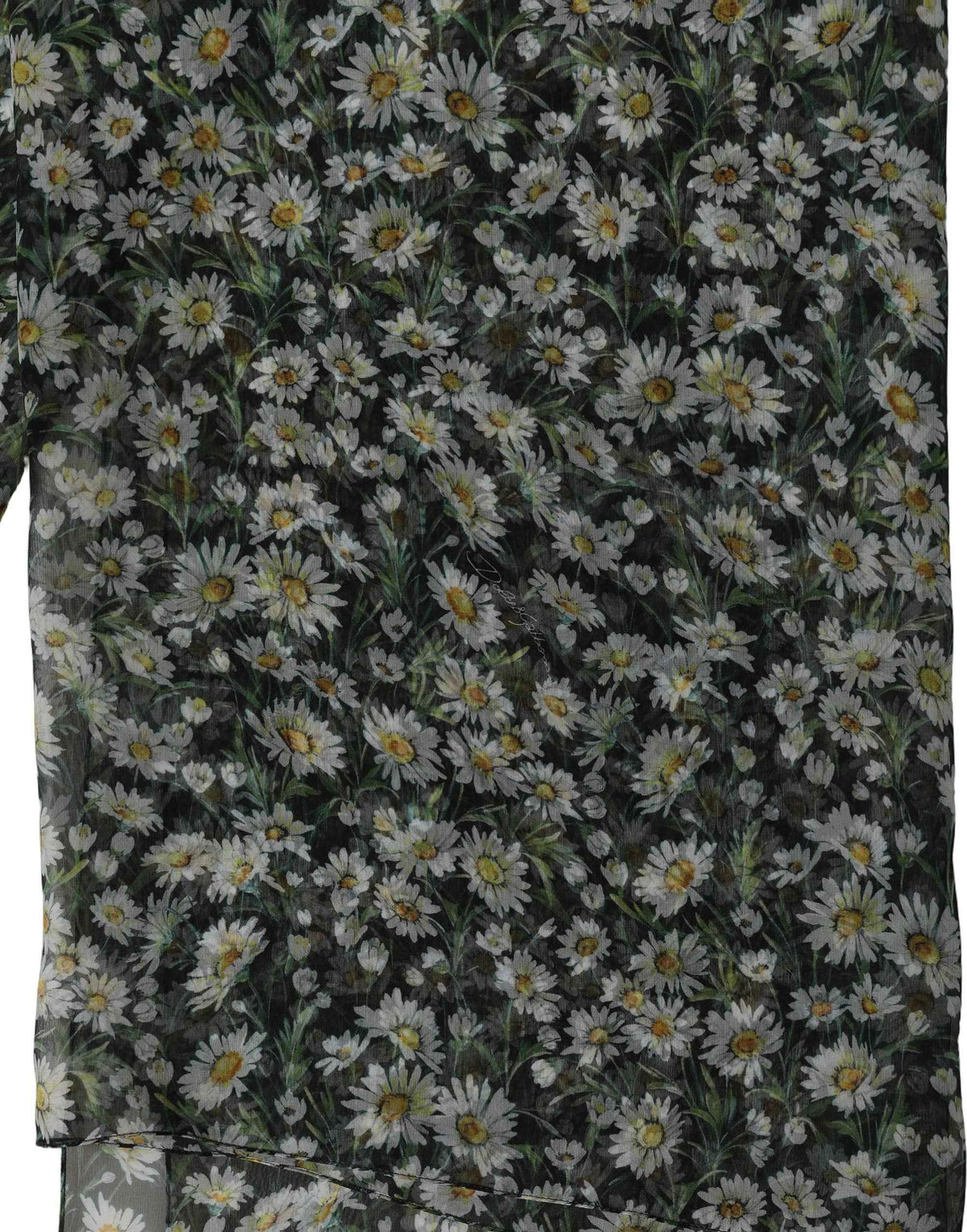 Dolce & Gabbana Black Silk Daisy Chiffon Long Stole Scarf