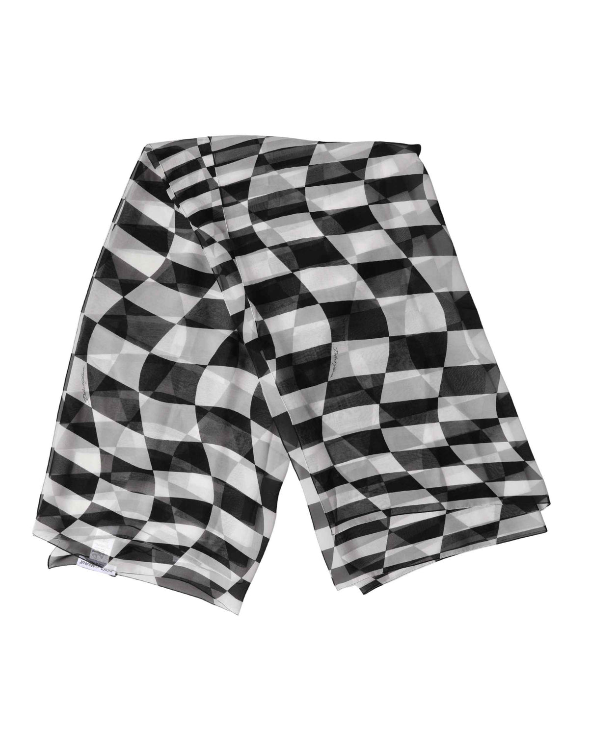 Dolce & Gabbana White Black Checkered Silk Foulard Scarf