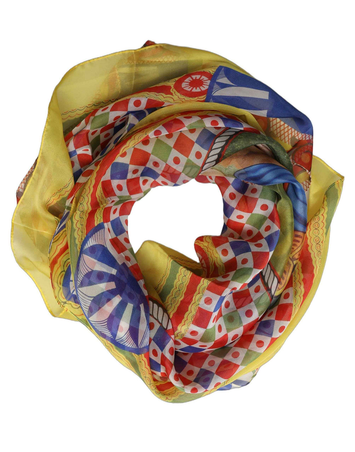 Dolce & Gabbana Multicolor Silk Carretto Foulard Scarf