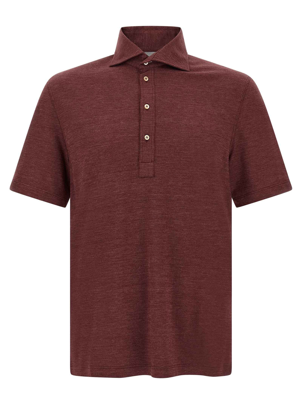 Brunello Cucinelli Bordeaux Virgin Wool Polo Shirt