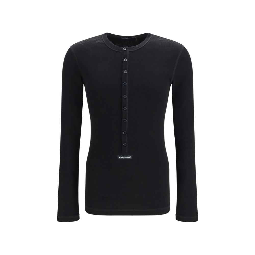 Dolce & Gabbana Black Cotton Long Sleeve T-Shirt