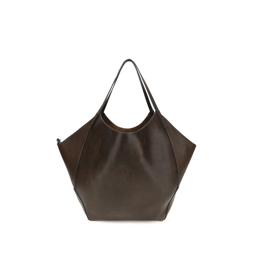 Brunello Cucinelli Brown Calf Leather Bos Taurus Shoulder Bag