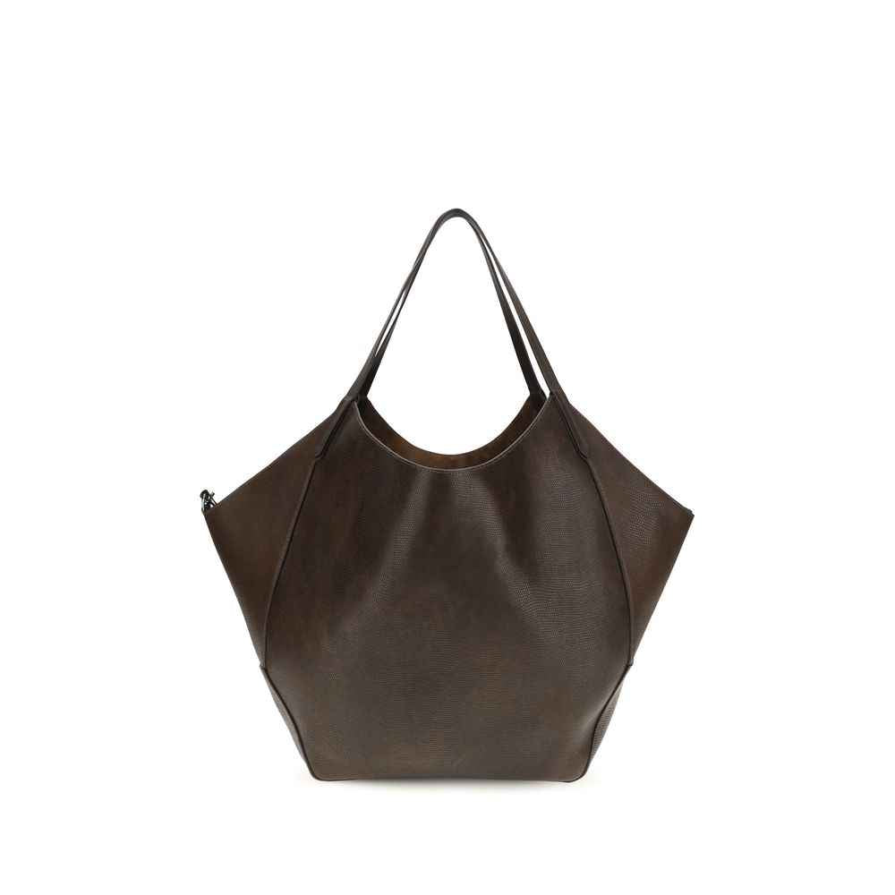 Brunello Cucinelli Brown Calf Leather Bos Taurus Shoulder Bag