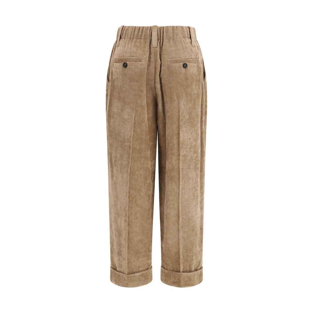 Brunello Cucinelli Brown Viscose Casual Pants