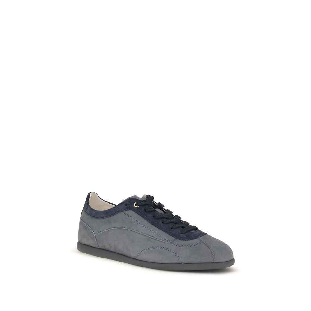 Brunello Cucinelli Gray Calf Leather Bos Taurus Low Top Sneakers