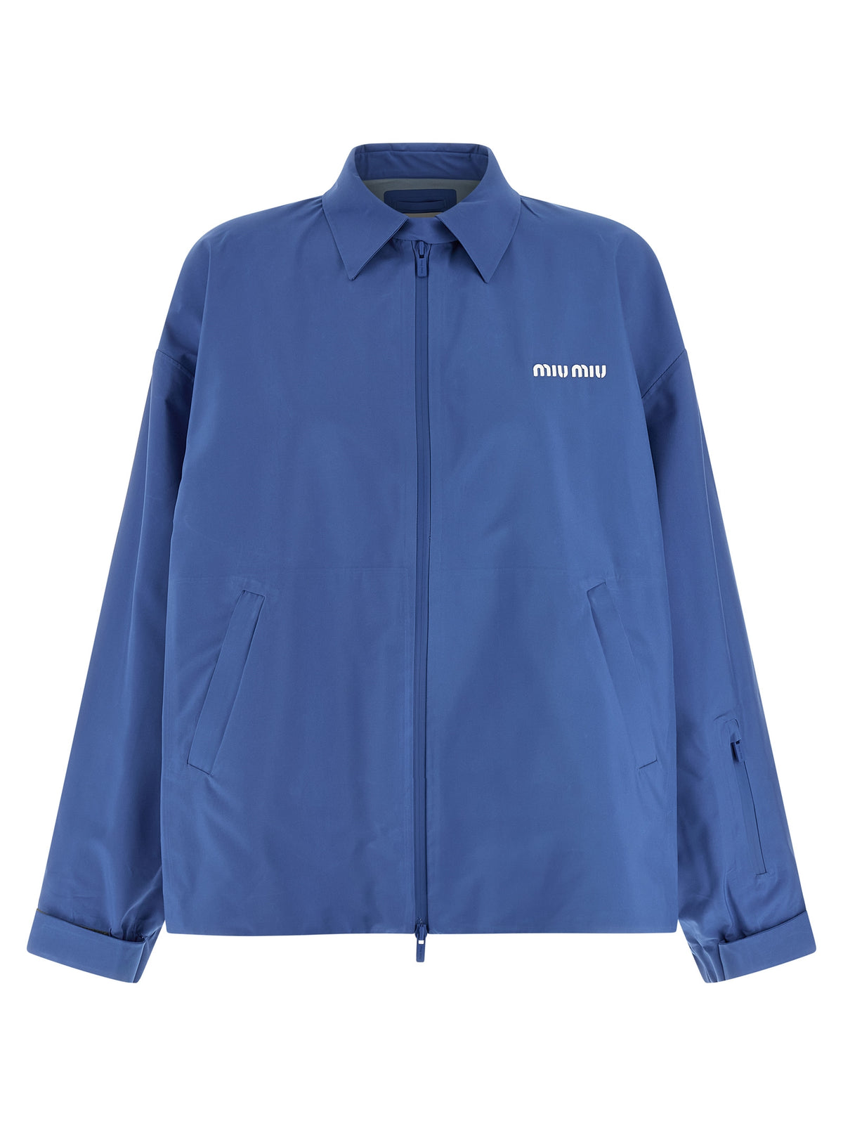 Miu Miu Blue Recycled Polyester Shell Jacket