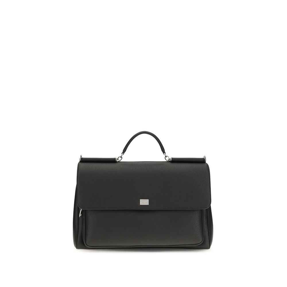 Dolce & Gabbana Black Calf Leather Bos Taurus Handbag
