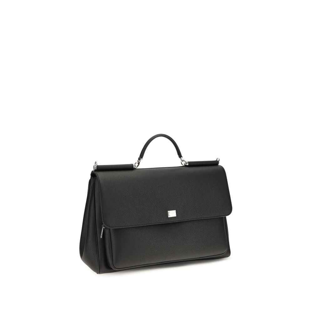 Dolce & Gabbana Black Calf Leather Bos Taurus Handbag