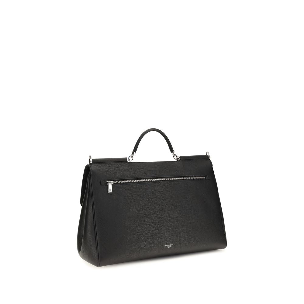 Dolce & Gabbana Black Calf Leather Bos Taurus Shoulder Bag