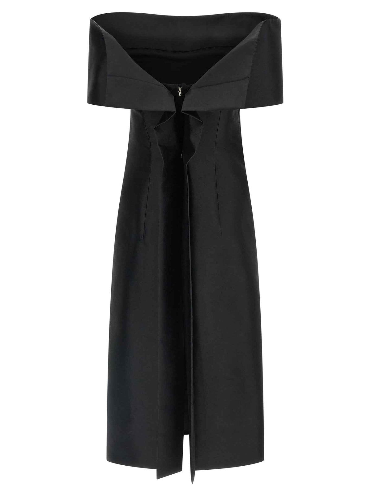 Jil Sander Black Silk Midi Dress