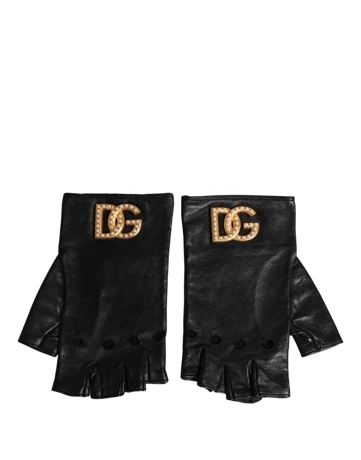 Dolce & Gabbana Black Embellished Wrist Length Fingerless Gloves