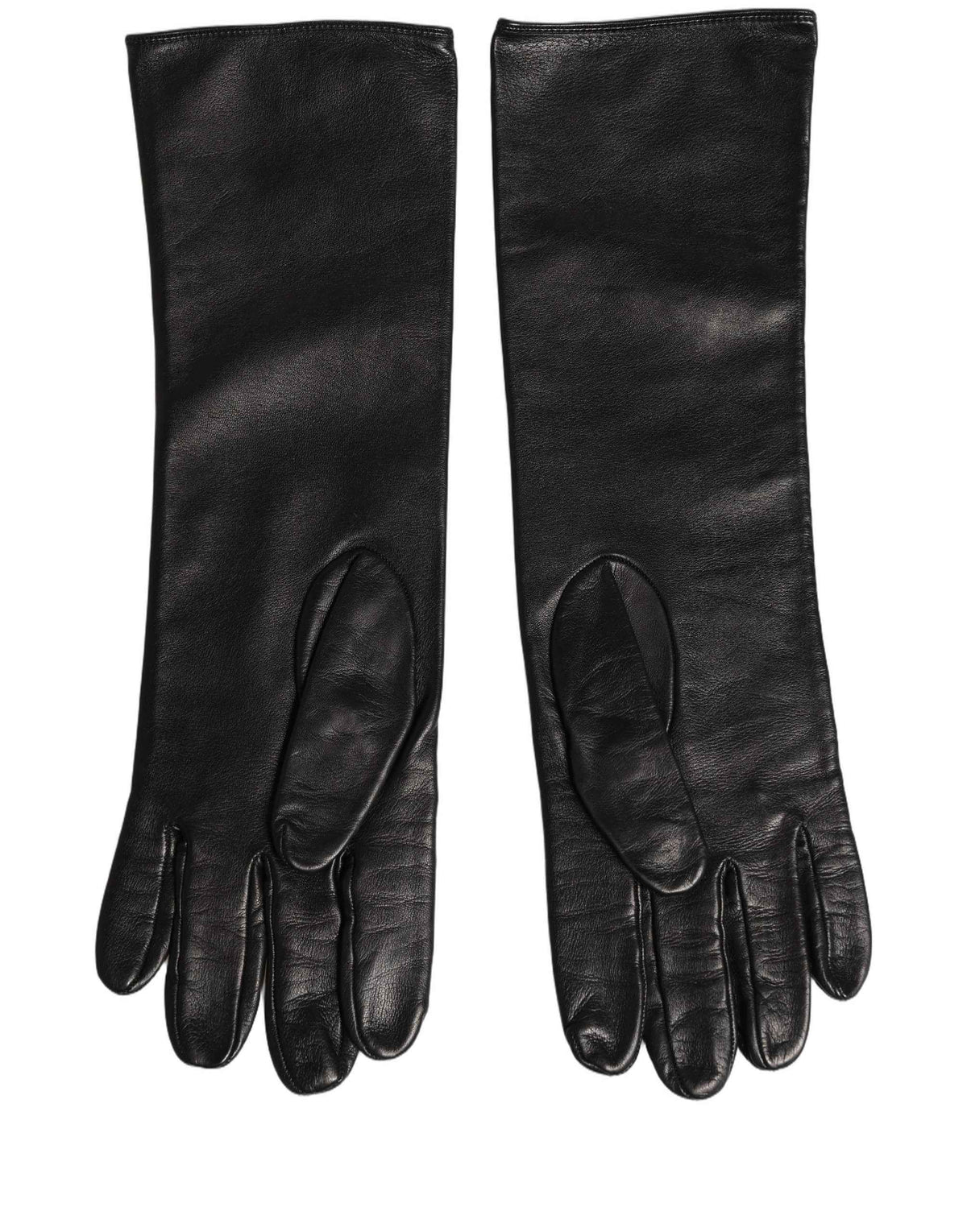 Dolce & Gabbana Black Genuine Leather Embossed DG Logo Gloves