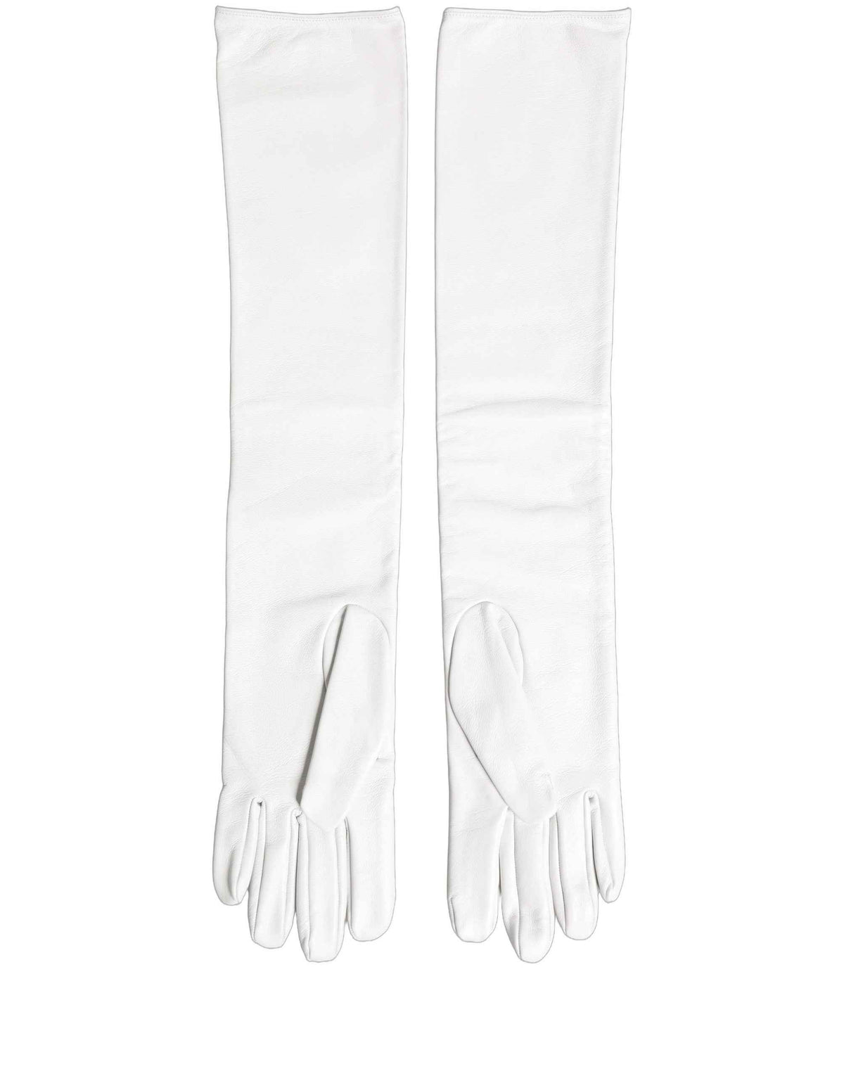 Dolce & Gabbana White Genuine Leather Embossed DG Logo Gloves