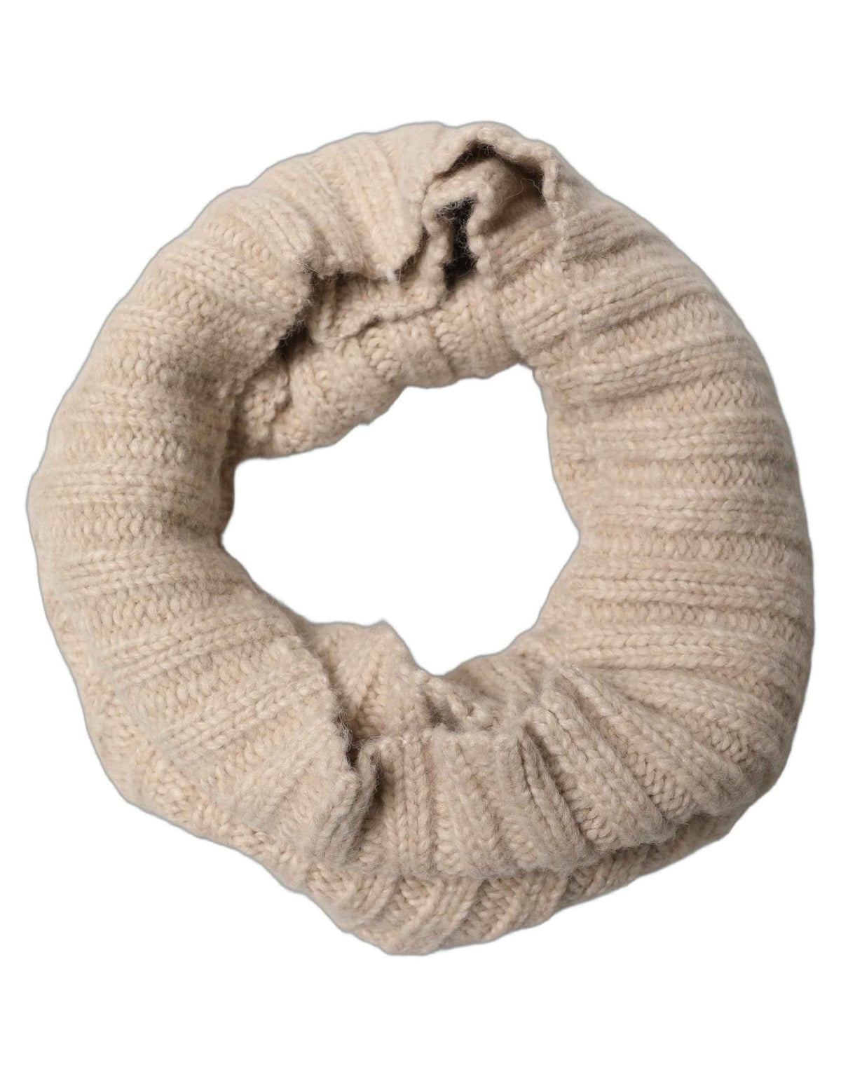 Dolce & Gabbana Light Beige Ribbed Knit Neck Warmer Scarf