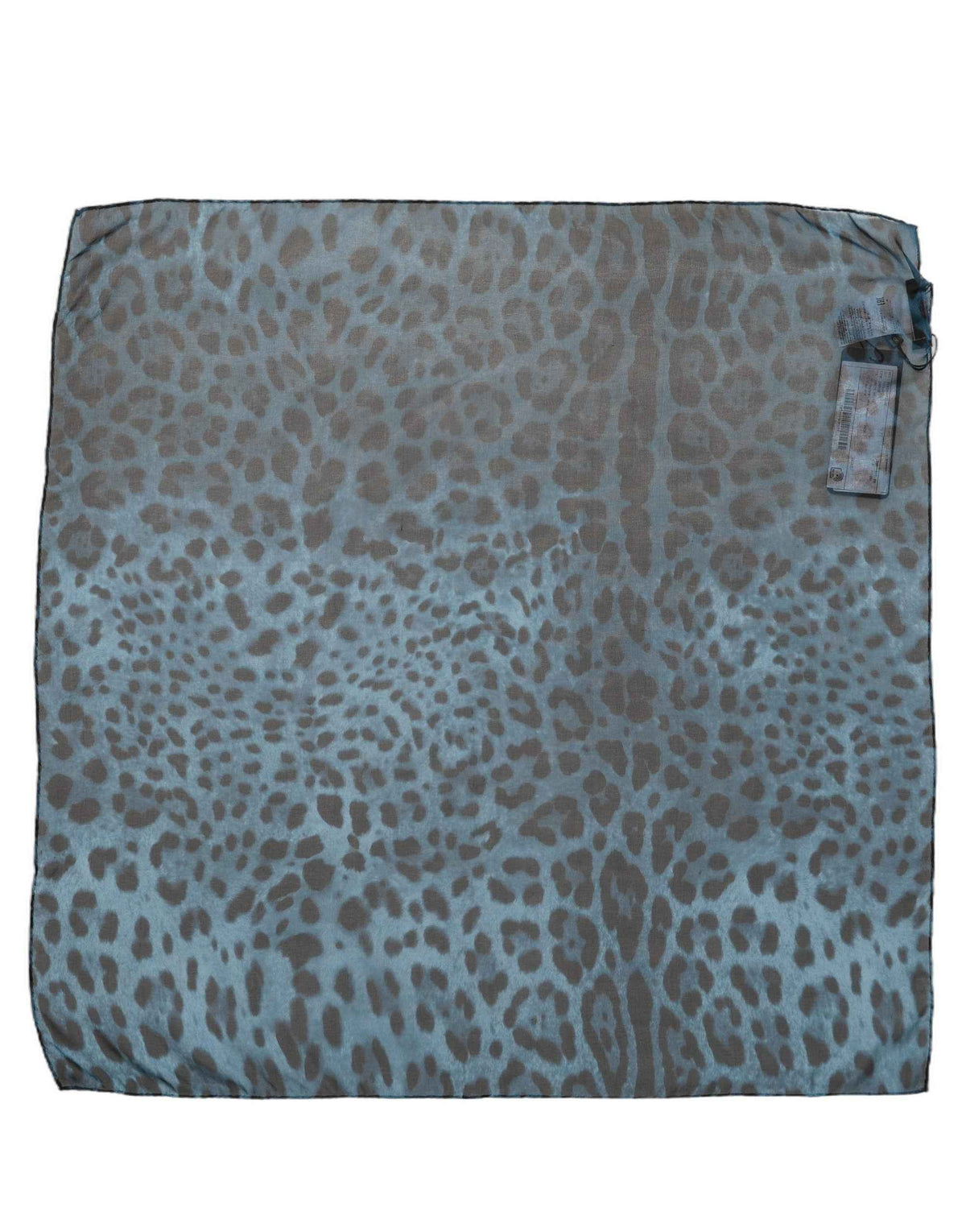 Dolce & Gabbana Blue Leopard Print Silk Square Foulard Scarf
