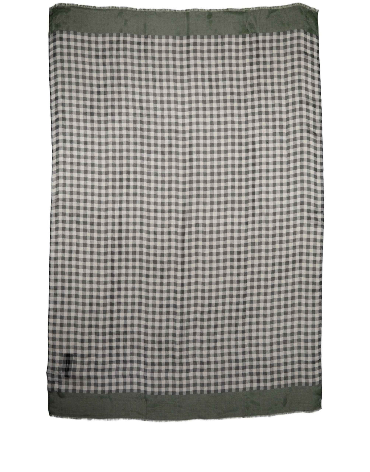 Dolce & Gabbana Green White Napoli Silk Gingham Shawl Scarf